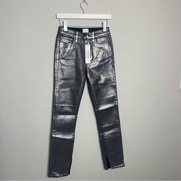 Jonathan Simkhai Rae High Rise Jeans in Coated Metallic NWT - Picture 7 of 9